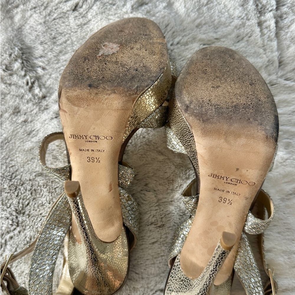 Jimmy Choo Vamp Glitter Silver and Gold Platform Heels Size 39.5 - Picture 5 of 7